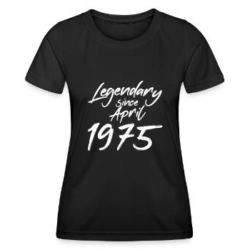 Millésime avril 1975 - T-shirt sport Femme - noir - Devant - AI Model Female 172 light (172cm)