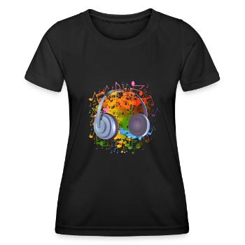 Kopfhörer Musikliebhaber Geschenk Musik Musik - Frauen Funktions-T-Shirt - Schwarz - Vorne - AI Model Female 172 light (172cm)