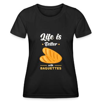 Baguette Brot Spruch lustig - Frauen Funktions-T-Shirt - Schwarz - Vorne - AI Model Female 172 light (172cm)