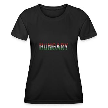 Hongrie Inscription drapeau - T-shirt sport Femme - noir - Devant - AI Model Female 172 light (172cm)