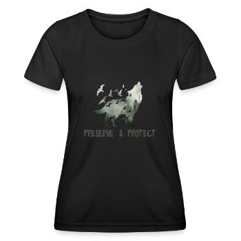 Preserve & Protect Environmental Protection Climate Protection Wolf - Women's Functional T-Shirt - black - Front - AI Model Female 172 light (172cm)