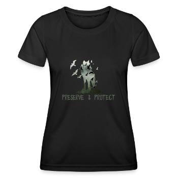 Preserve & Protect Environmental Protection Climate Protection Wolf - Women's Functional T-Shirt - black - Front - AI Model Female 172 light (172cm)