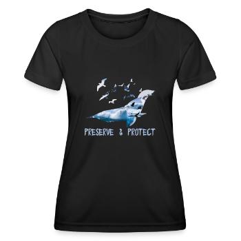 Preserve & Protect Environmental Protection Protection Seal - Women's Functional T-Shirt - black - Front - AI Model Female 172 light (172cm)