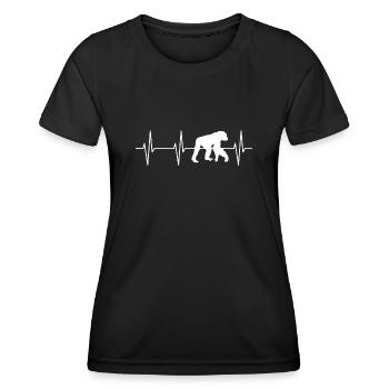 Chimpanzee Heartbeat Tee - Frauen Funktions-T-Shirt - Schwarz - Vorne - AI Model Female 172 light (172cm)