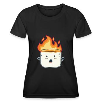 Lustiges brennendes Marshmallow-Camping-Geschenk - Frauen Funktions-T-Shirt - Schwarz - Vorne - AI Model Female 172 light (172cm)