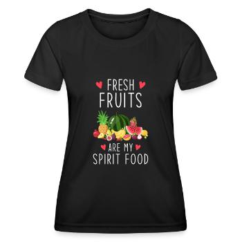 Früchte Frucht Spruch - Frauen Funktions-T-Shirt - Schwarz - Vorne - AI Model Female 172 light (172cm)
