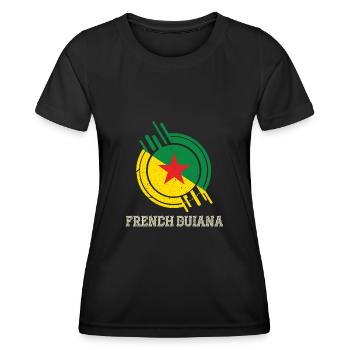 Französisch-Guayana Runder Schild Landesfarben - Frauen Funktions-T-Shirt - Schwarz - Vorne - AI Model Female 172 light (172cm)