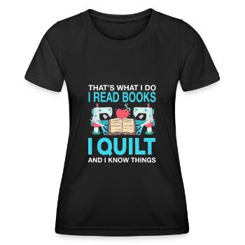 Quilt Steppen Quilting Nähen Stricken Nadel Quilt - Frauen Funktions-T-Shirt - Schwarz - Vorne - AI Model Female 172 light (172cm)