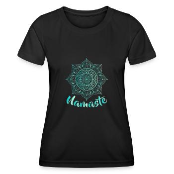 Namaste - Lotus Flower - Spiritual Yoga Om - T-shirt sport Femme - noir - Devant - AI Model Female 172 light (172cm)