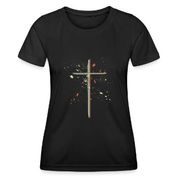 Chrétien - Religion - T-shirt sport Femme - noir - Devant - AI Model Female 172 light (172cm)
