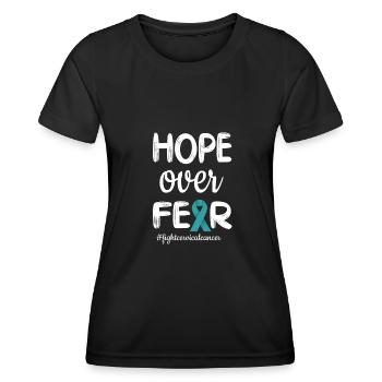 Gebärmutterhalskrebs Kämpferin Krebs Bewusstsein - Frauen Funktions-T-Shirt - Schwarz - Vorne - AI Model Female 172 light (172cm)