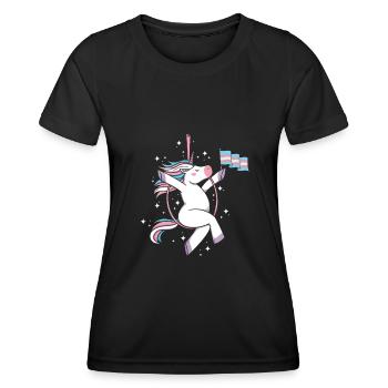 Transgenre Unicorn LGBTQ Trans Pride - T-shirt sport Femme - noir - Devant - AI Model Female 172 light (172cm)