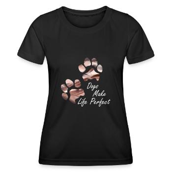 Empreintes de pattes pattes pattes chien chien - T-shirt sport Femme - noir - Devant - AI Model Female 172 light (172cm)