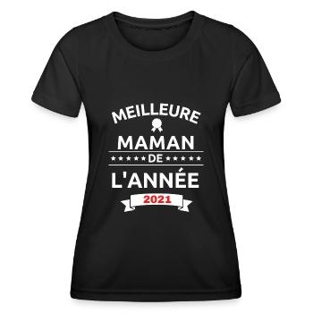Meilleure maman de l'année 2021 - T-shirt sport Femme - noir - Devant - AI Model Female 172 light (172cm)