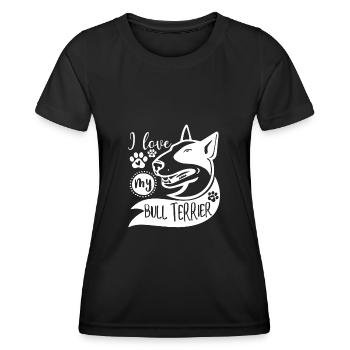 Bull terrier - T-shirt sport Femme - noir - Devant - AI Model Female 172 light (172cm)