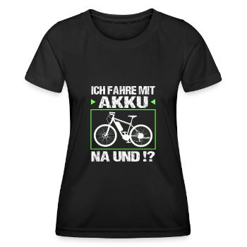 Ich fahre mit Akku - Frauen Funktions-T-Shirt - Schwarz - Vorne - AI Model Female 172 light (172cm)