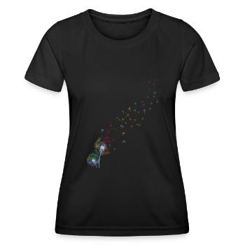 Vintage fleur nature herbes sauvages tatouage - T-shirt sport Femme - noir - Devant - AI Model Female 172 light (172cm)