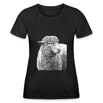 Mouton mériinone Mouton Gros Weis - T-shirt sport Femme - noir - Devant - AI Model Female 172 light (172cm)
