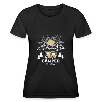 Camper On Tour Van Camper Camper Camper Motorhome Motorhome - Women's Functional T-Shirt - black - Front - AI Model Female 172 light (172cm)