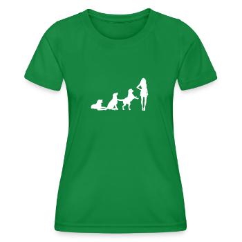 Hund Evolution Hunde Gassi Entwicklung Mensch - Frauen Funktions-T-Shirt - Kelly Green - Vorne - AI Model Female 172 dark (172cm)