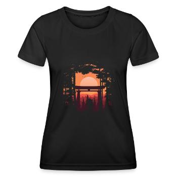 Temple japonais Soleil - Japon Samurai T-shirt - T-shirt sport Femme - noir - Devant - AI Model Female 172 light (172cm)