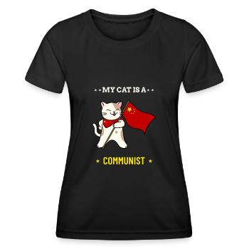 Mon chat est communiste - T-shirt sport Femme - noir - Devant - AI Model Female 172 light (172cm)