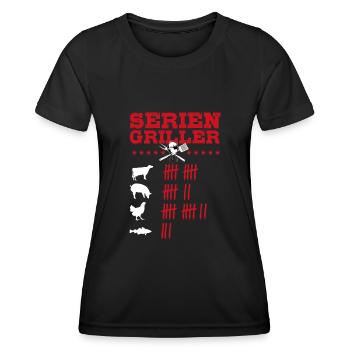 Seriengriller, Grill, BBQ, Fleischesser, Smoker - Frauen Funktions-T-Shirt - Schwarz - Vorne - AI Model Female 172 light (172cm)