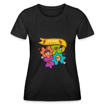 Autisme Autiste Asberger Autisme Awareness Puzzle - T-shirt sport Femme - noir - Devant - AI Model Female 172 light (172cm)
