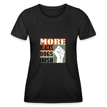 Plus de Noirs Plus de chiens Plus irlandais - T-shirt sport Femme - noir - Devant - AI Model Female 172 light (172cm)