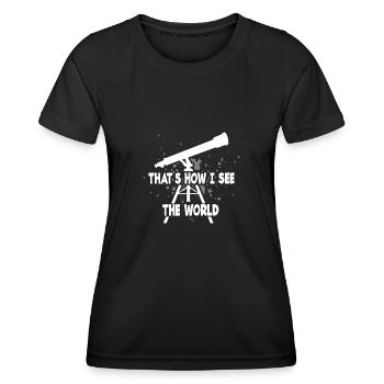 Sort télescopique - T-shirt sport Femme - noir - Devant - AI Model Female 172 light (172cm)