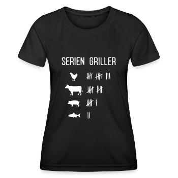 Seriengriller, Grillen, BBQ, Smoken, Grill - Frauen Funktions-T-Shirt - Schwarz - Vorne - AI Model Female 172 light (172cm)