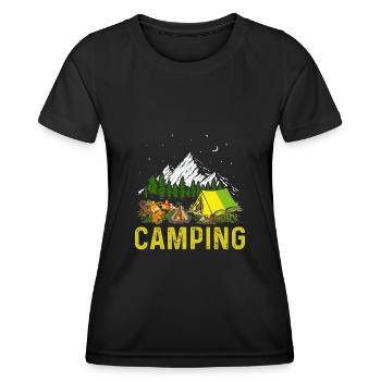 Camping Szene Lagerfeuer und Gitarrenmusik - Frauen Funktions-T-Shirt - Schwarz - Vorne - AI Model Female 172 light (172cm)