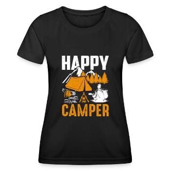Happy Camper De camper Camping Cadeaux - T-shirt sport Femme - noir - Devant - AI Model Female 172 light (172cm)