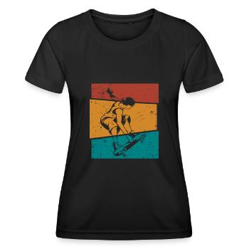 Retro Skater Cool Skateboard Boys Gift - Women's Functional T-Shirt - black - Front - AI Model Female 172 light (172cm)