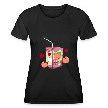 Peach Shake Kawaii Japon & Korea K-Pop Retro 90 - T-shirt sport Femme - noir - Devant - AI Model Female 172 light (172cm)