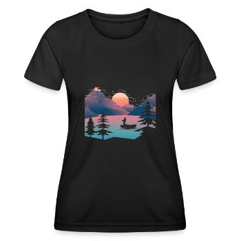 Retro Fishing Lake - Women's Functional T-Shirt - black - Front - AI Model Female 172 light (172cm)