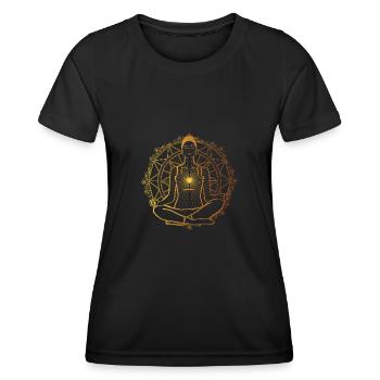 Yoga Namaste Fleur de vie - T-shirt sport Femme - noir - Devant - AI Model Female 172 light (172cm)