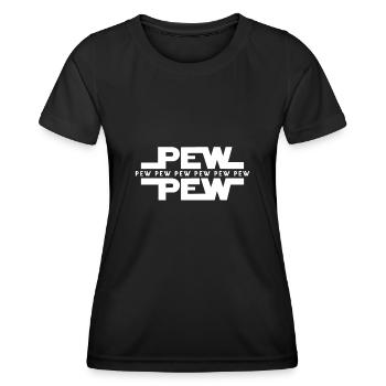 Pew Pew Madafakas Lustiges Retro PEW PEW - Frauen Funktions-T-Shirt - Schwarz - Vorne - AI Model Female 172 light (172cm)