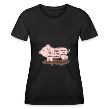 Vegan Pig Parts Anti Butcher - Frauen Funktions-T-Shirt - Schwarz - Vorne - AI Model Female 172 light (172cm)