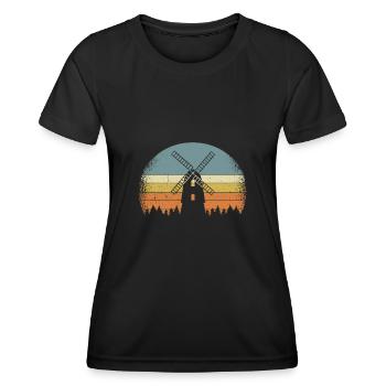 Windmill Netherlands Wind Energy Sustainable - Women's Functional T-Shirt - black - Front - AI Model Female 172 light (172cm)