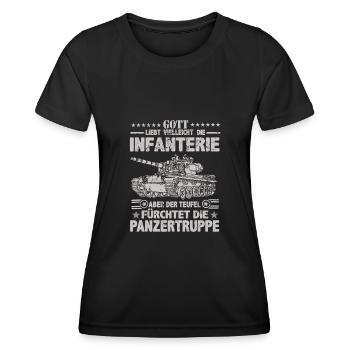 Tank t-shirt german tank soldiers outfit - Women's Functional T-Shirt - black - Front - AI Model Female 172 light (172cm)