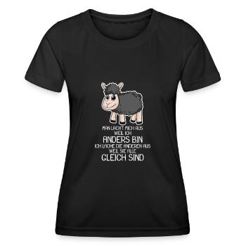 Schwarzes Schaf lustiger Spruch - Frauen Funktions-T-Shirt - Schwarz - Vorne - AI Model Female 172 light (172cm)