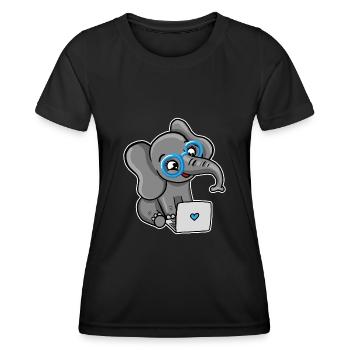 Geek Elephant - Women's Functional T-Shirt - black - Front - AI Model Female 172 light (172cm)