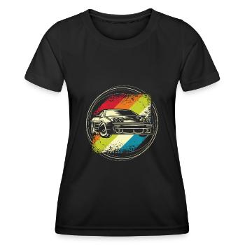 Rally car retro - Women's Functional T-Shirt - black - Front - AI Model Female 172 light (172cm)