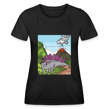Time Dino Volcano Eruption Nature - Women's Functional T-Shirt - black - Front - AI Model Female 172 light (172cm)
