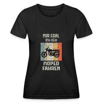 Moped Mopedfahrer Motorrad Zweirad - Frauen Funktions-T-Shirt - Schwarz - Vorne - AI Model Female 172 light (172cm)