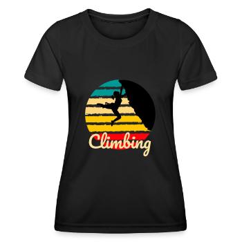 climbing bouldering rock climbing mountain sports - Women's Functional T-Shirt - black - Front - AI Model Female 172 light (172cm)