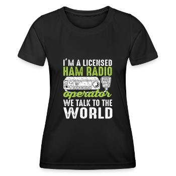 Radio amateur Ham Radio Radio Radio Amateufunker - T-shirt sport Femme - noir - Devant - AI Model Female 172 light (172cm)
