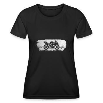 Motorrad Herzschlag, Motorrad puls - Frauen Funktions-T-Shirt - Schwarz - Vorne - AI Model Female 172 light (172cm)