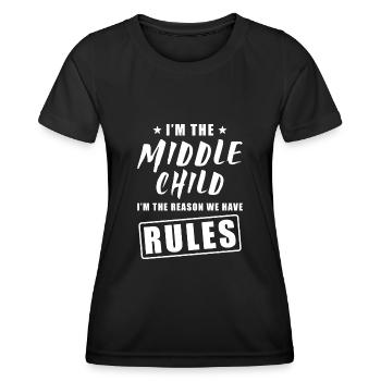 Enfant moyen - T-shirt sport Femme - noir - Devant - AI Model Female 172 light (172cm)